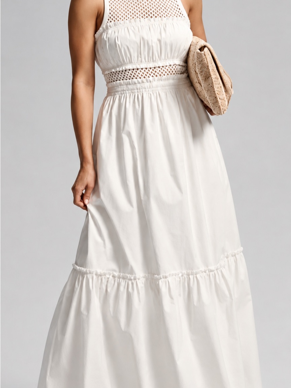 Mare Mare X Anthropologie White Sleeveless Crochet Maxi Dress Size Large